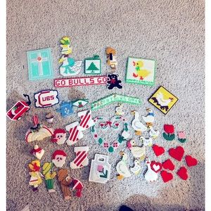 Vintage Hand Made Plastic Canvas Knitted & crochet Christmas Ornaments.